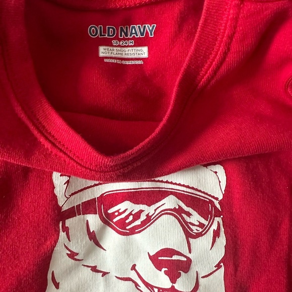 Preloved Old Navy Red and White Pajama Set Festive Holiday Design - Picture 2 of 3